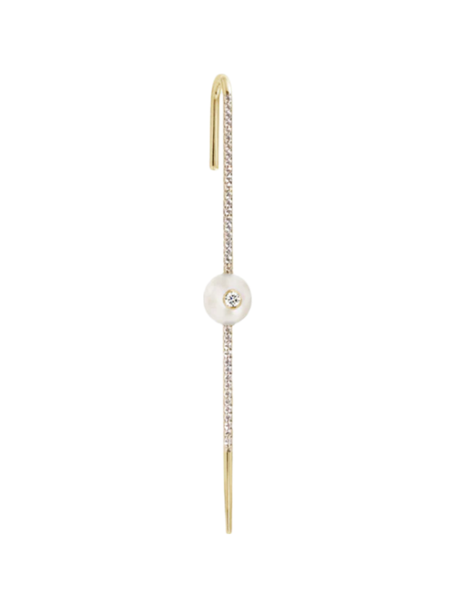 Floating pearl pavé ear pin
